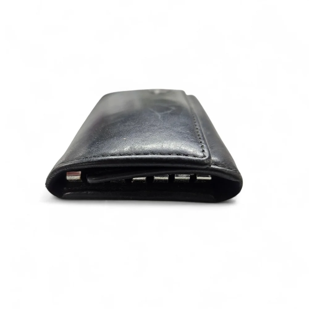 Gucci Leather Key Holder Compact Wallet In Black with Silver GG Monogram Logo